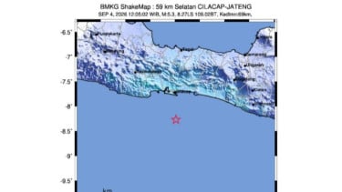 Gempa M 5,3 Guncang Selatan Cilacap, BMKG: Akibat Aktivitas Subduksi Lempeng