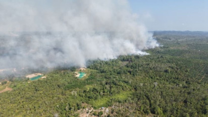 Karhutla Terjadi di Dekat Kawasan IKN, TNI AU Terjunkan Helikopter Caracal Lakukan Water Bombing