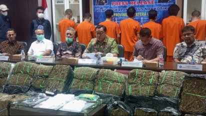 BNN Sumut Sita 141,6 Kg Ganja Jaringan Aceh dan Madina, Lima Pelaku Diamankan