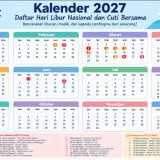 Daftar 26 Hari Libur Nasional dan Cuti Bersama Tahun 2027, Cek Tanggal Lengkapnya