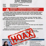 Beredar Surat Pemberitahuan Pemadaman Internet pada 25-27 September 2026, Kemkomdigi: Hoax