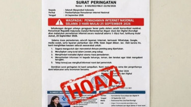 Beredar Surat Pemberitahuan Pemadaman Internet pada 25-27 September 2026, Kemkomdigi: Hoax