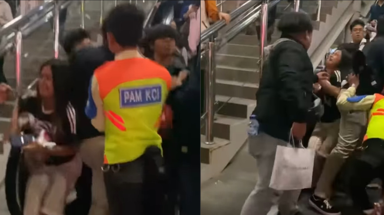VIral, Cuma Gara-gara Bersenggolan di Eskalator, 2 Penumpang KRL Cekcok 2 Kali hingga Dilerai Petugas
            - galeri foto