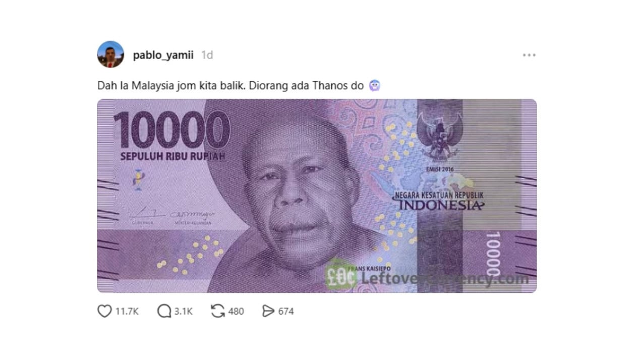 Bikin Geram, Netizen Malaysia Hina Pahlawan Nasional RI yang Terpampang di Uang Rp10 Ribu dengan Sebutan "Thanos"
            - galeri foto