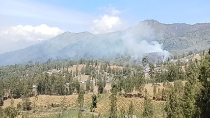 Kebakaran Hutan Kembali Melanda Perbukitan Argosari Lumajang, Titik Api Sulit Dijangkau