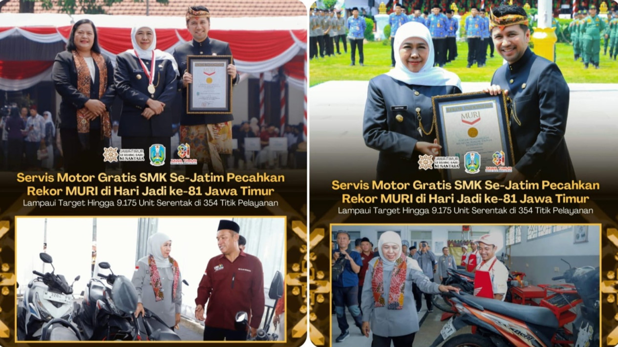 Pecahkan Rekor MURI, SMK se-Jatim Servis Gratis 9.175 Motor dalam Sehari
            - galeri foto