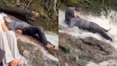 Viral Wanita Terjatuh dan Hanyut saat Bermain di Air Terjun Robo, Nagari Harau, Netizen: Bisa-bisanya Maen di Situ