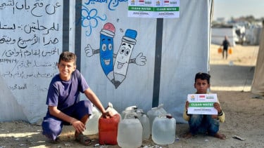 Warga Gaza di Kamp Pengungsian Terima 68.920 Liter Air Bersih dari BAZNAS RI