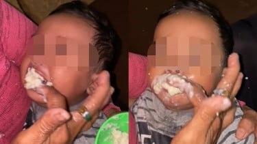 Viral Anak Batita Disuapi Bubur dengan Jari hingga Tersedak, Ibu dan Nenek Hanya Tertawa, Netizen: Gak Lucu