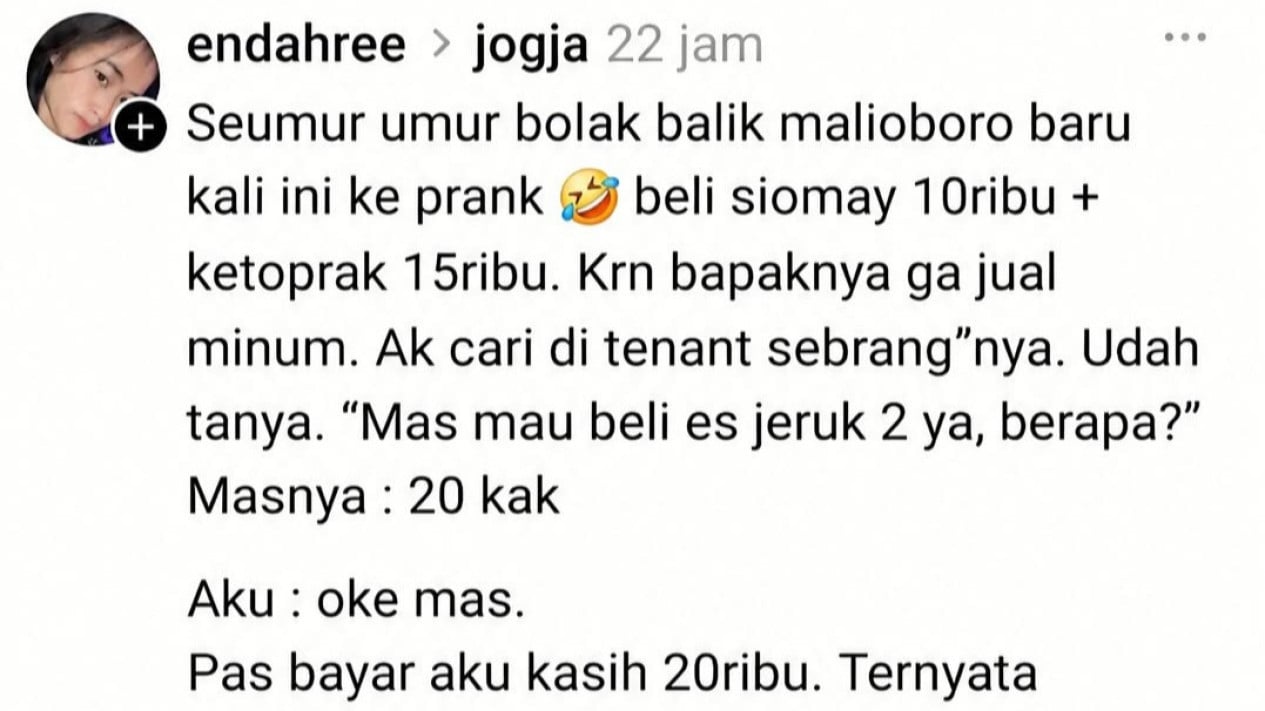 Heboh Dua Gelas Es Jerus Dihargai Rp40 Ribu di Malioboro, Wali Kota Yogyakarta: Satpol PP Kami Tugaskan untuk Sweeping
            - galeri foto
