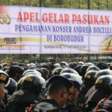 Suasana Apel 3.229 Personel Gabungan Jelang Konser Andrea Bocelli Digelar di Candi Borobudur